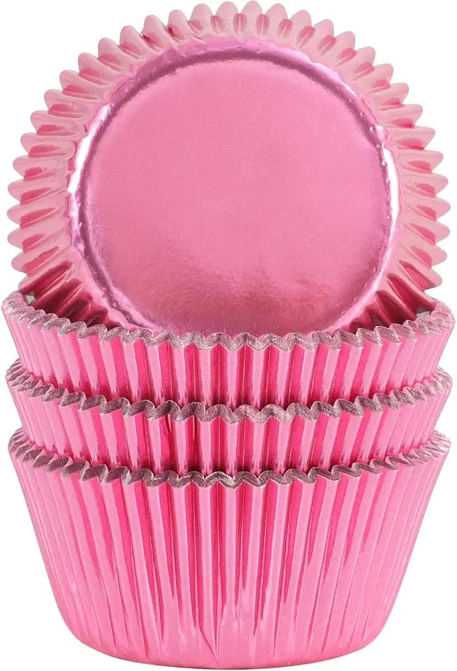 Gifbera Standard Pink Foil Cupcake Liners Wrappers Baking Cups 100-Count