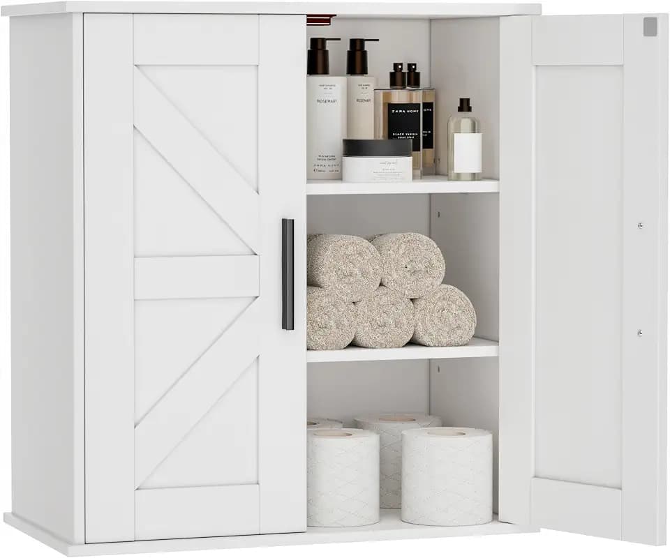 Homleke Bathroom Wall Cabinet, Medicine Cabinet with Adjustable Shelves