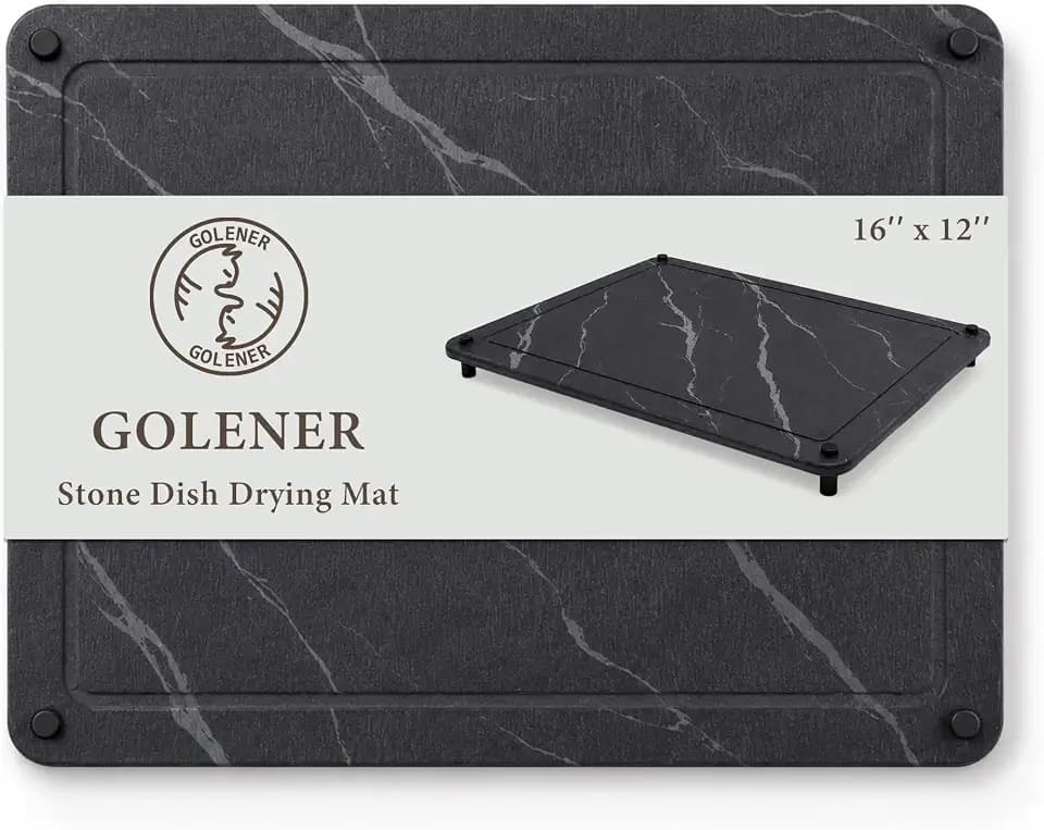 Golener Stone Drying Mat for Kitchen Counter, Stone Dish Drying Mat,16"x12"