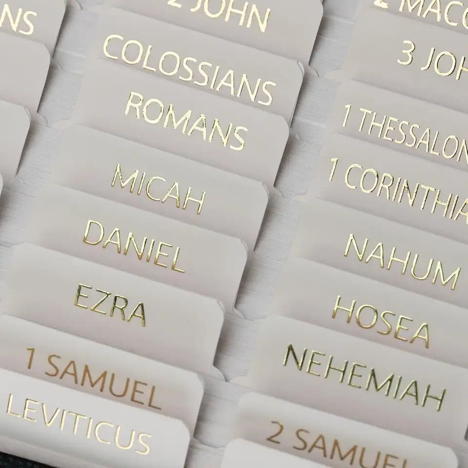 UPAFEXXI-Bible Tabs with Book Summaries, 3D Gold Foil Embossed Lettering