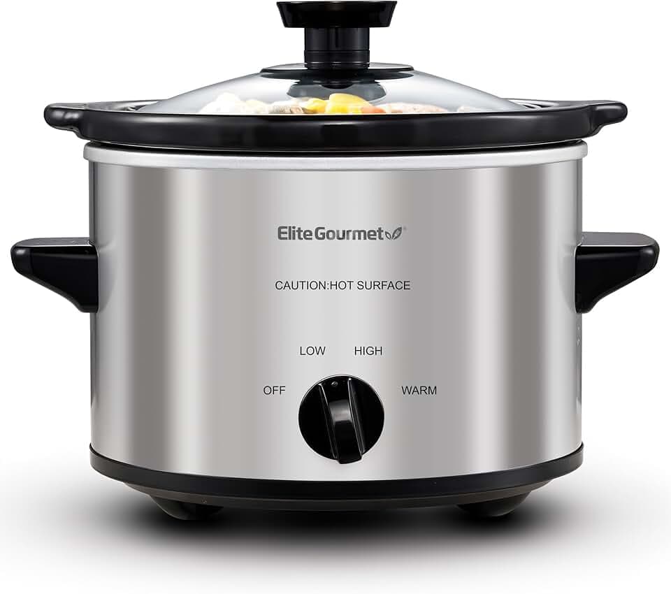 Maxi-Matic MST-250XS Electric Ceramic Slow Cooker, 1.5 Qt, Stainless Steel