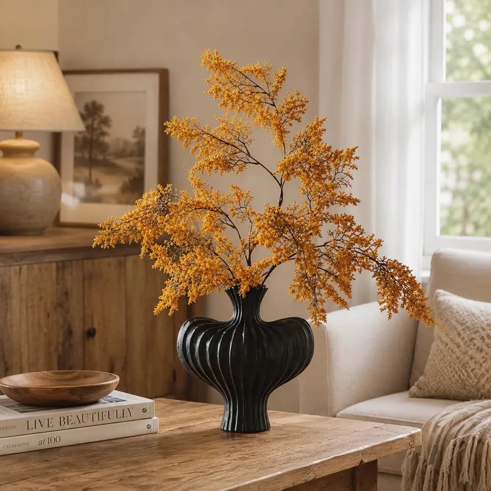 3 Pcs Fall Stems for Vase 41 Inch Tall Faux Fall Floral Stems Realistic Artificial Branches for Home Mantel Garden Hotel Farmhouse Decor Orange