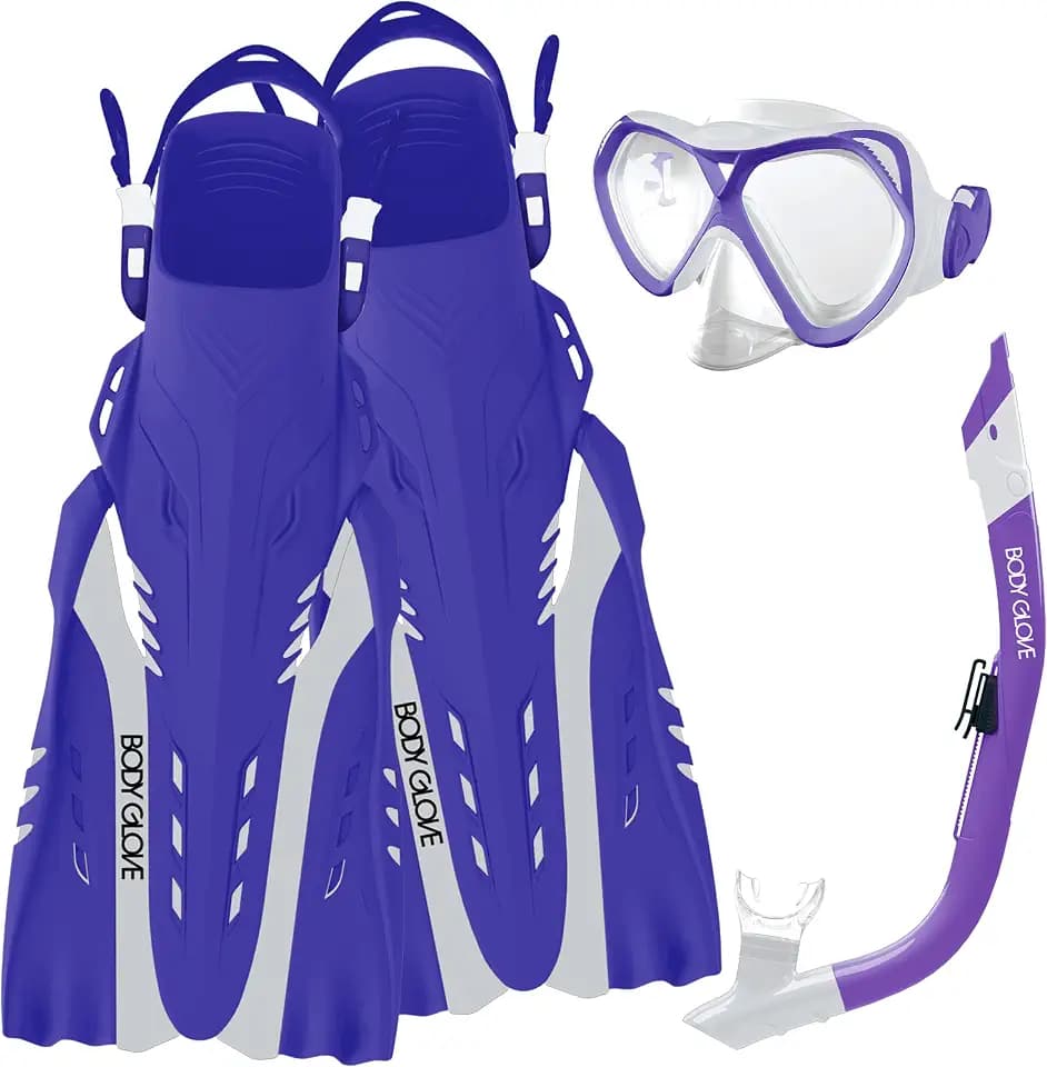 Aquatic Cove Mask Snorkel and Fins Set, Large/X-Large, Pure White