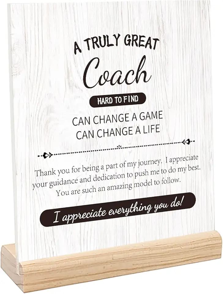 Coach Gifts: 5.9 x 7 Inches Acrylic Desk Decorative Sign with Stand