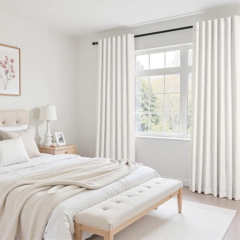 Topfinel Blackout Linen Curtains 102 Inch Long for Bedroom 100% Sun Blocking Soundproofing Natural Linen Textured Drapes with Memory Trained Pleats Back Tab Neutral Homey Panels 52" W*102" L