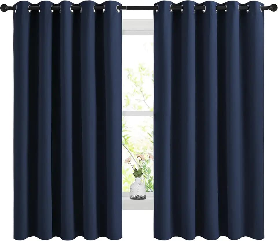NICETOWN Navy Blackout Curtains for Bedroom 66" Wide x 60" Long 2 Panels