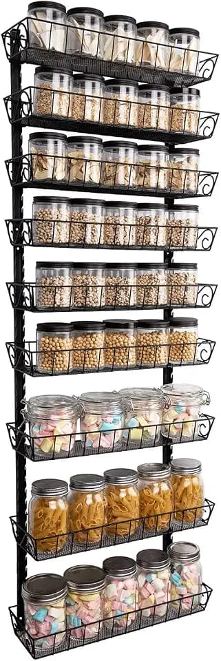 SWOMMOLY Wall Mount Spice Rack Organizer, 9-Tier Adjustable Dual-Use Shelf