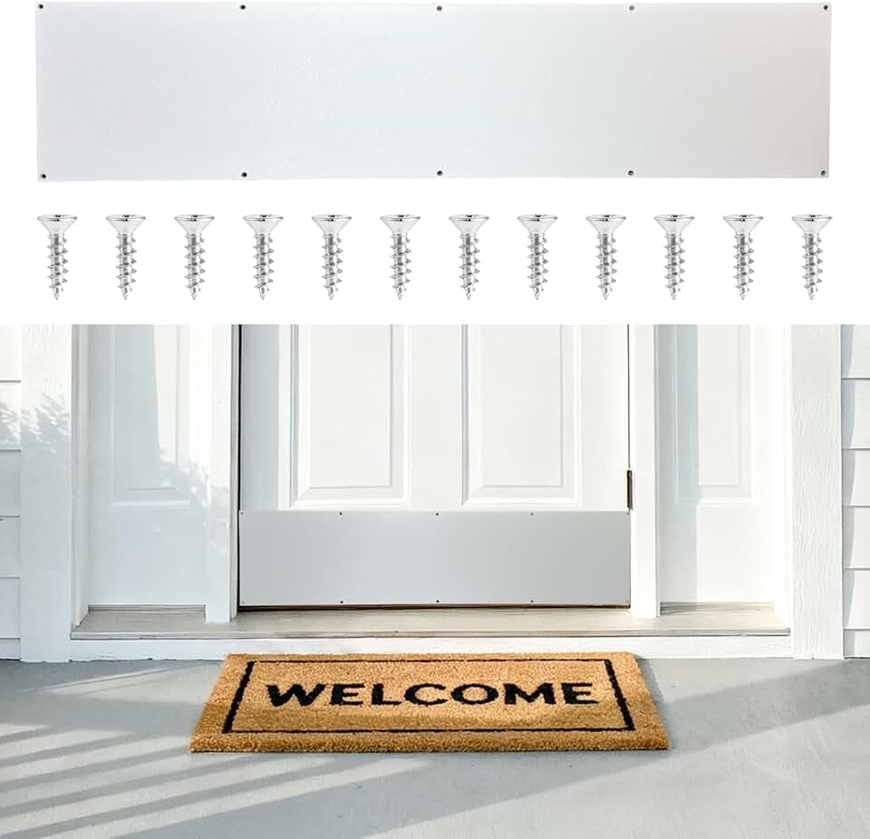 Door Kick Plate, Aluminum, Scratch-Resistant Door Protector, Easy Install(Silver)
