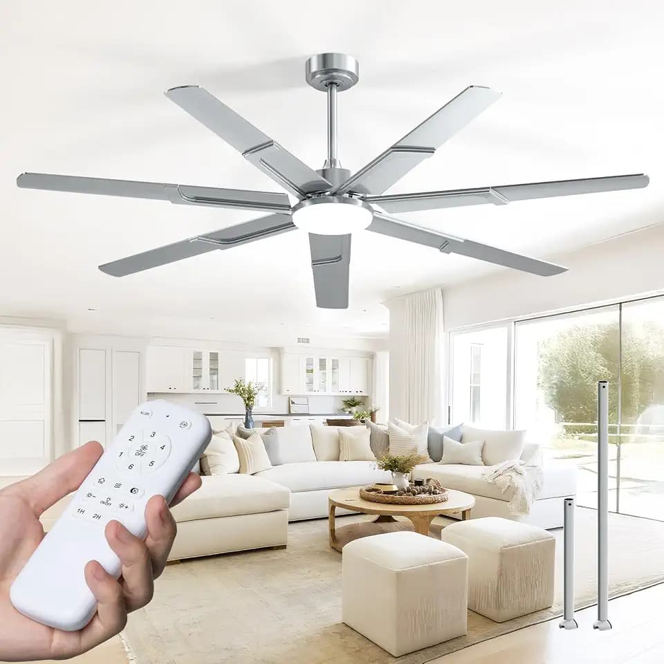 Amico 66 Inch Ceiling Fans with Lights and Remote, Nickel