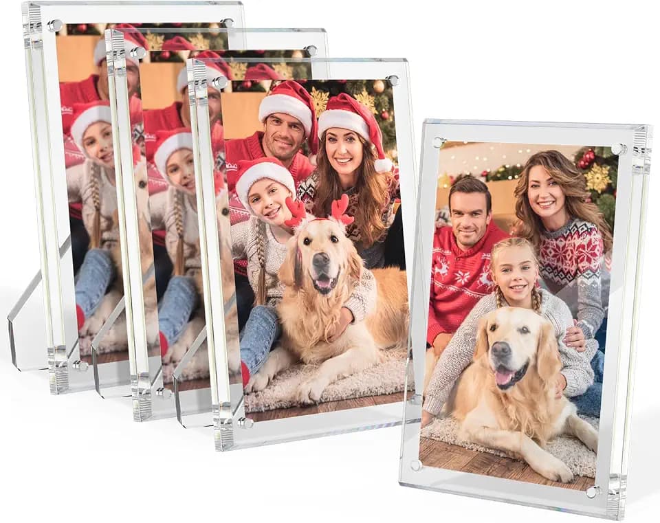 NIUBEE 5x7 Acrylic Picture Frame with Magnets,Floating Photo Frames 4 Packs