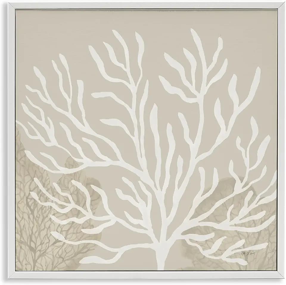 Coral Branches Nautical Coastal, 24 x 24 Inch Framed Giclée Print