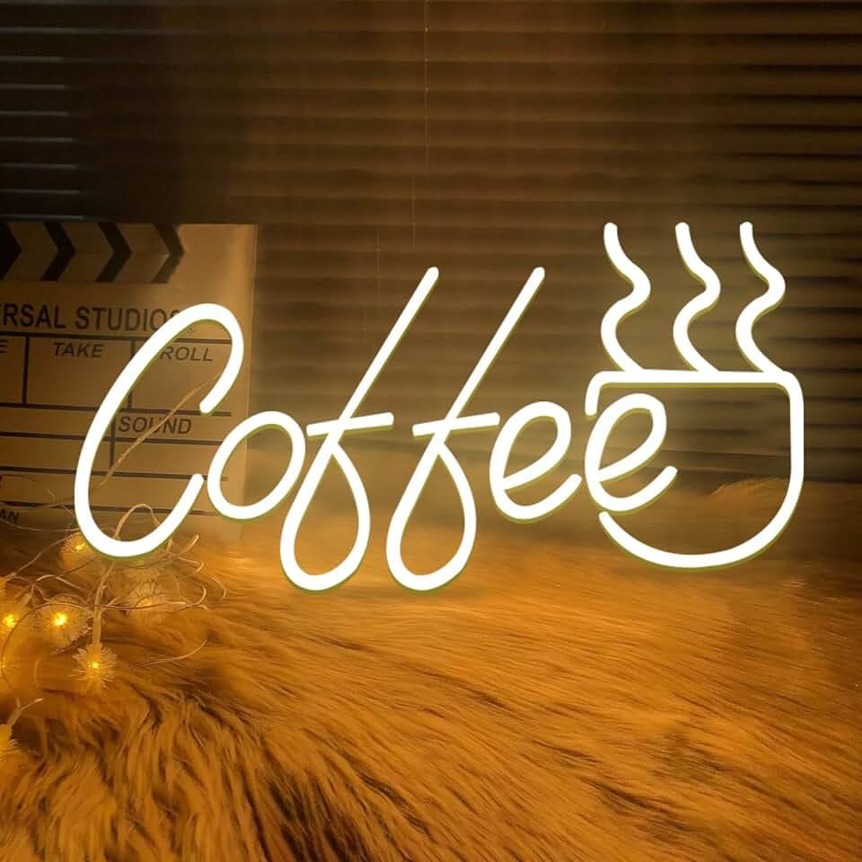 Kaffee-Neonschild, dimmbares LED-Kaffeeschild für Unternehmen, Kaffeebar, Neonschild-Zubehör, beleuchtet als Wanddekoration, USB-betriebene Neon-Kaffeeschilder für Café, Kaffeestation, Küche