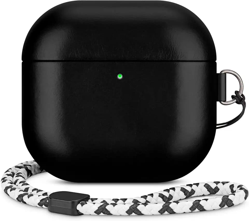 Echt Leder Hülle für AirPods 5 (2026)/AirPods 4 (2024), Schwarz