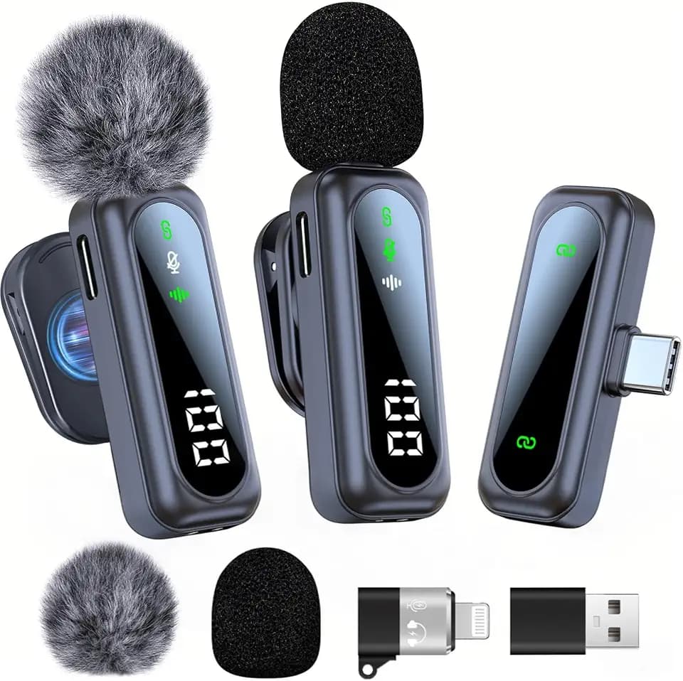 2 Lavalier Mikrofon für iPhone Handy/Computer, Mikrofon Handy mit Geräuschunterdrückung für USB-C Android, Ansteckmikrofon mit Magnetisches für YouTube, Podcast, Facebook, Vlogging