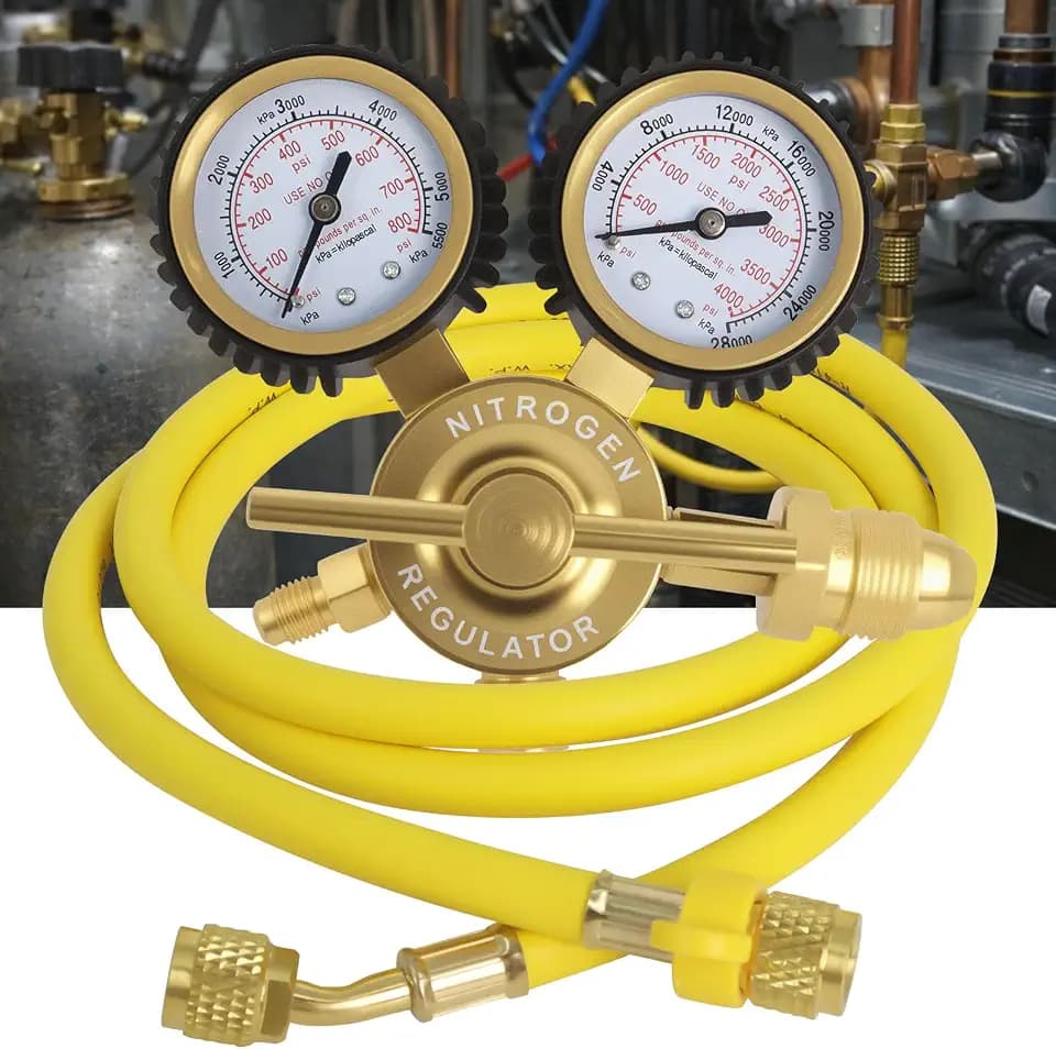 Nitrogen Regulator 0-800 PSI CGA580 with Dual Gauges & 60"/5FT Hose