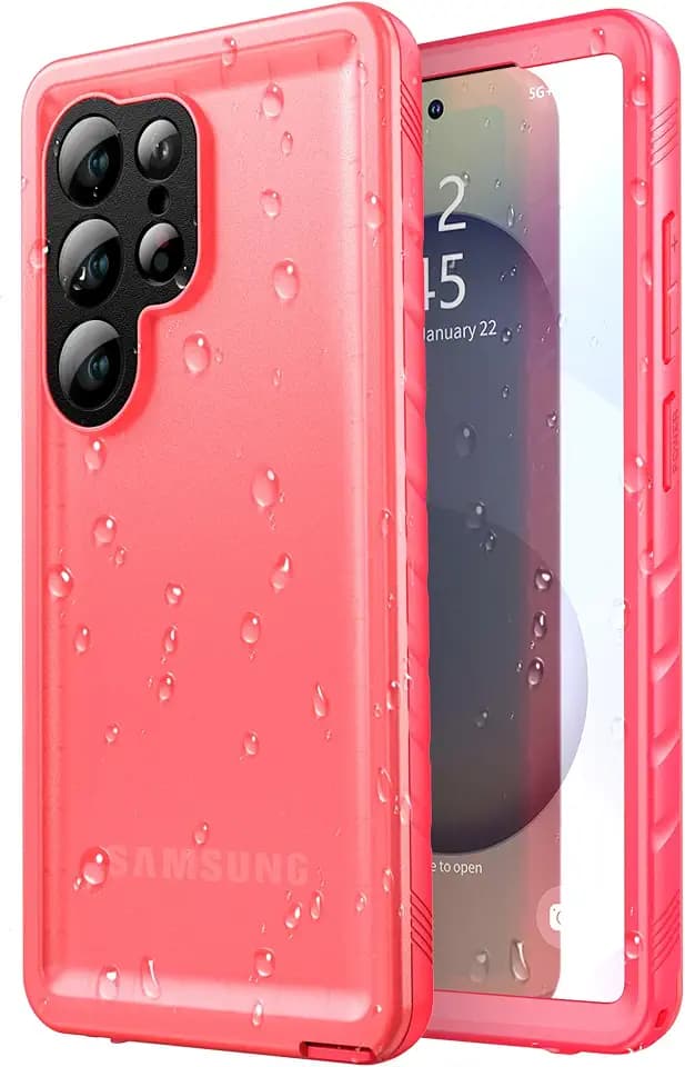 SPORTLINK für Samsung Galaxy S25 Ultra wasserdichte Hülle 360 Grad, Rosa