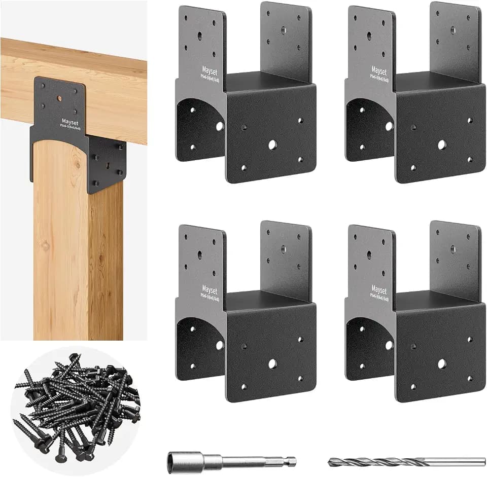 Post Anchor Connector,Stainless Steel Beam Anchor Connector, Post Base Bracket for Supporting Wood Beams,Post to Beam (4Pack, P6x6-B(6x6/6x8))
