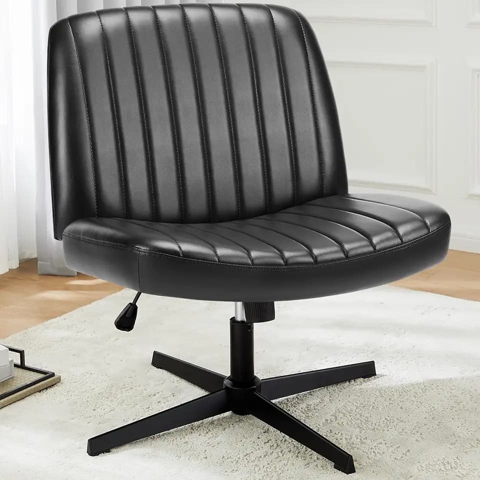DUMOS Criss Cross Chair, Cross Legged Vanity Chair No Wheels, Home Office