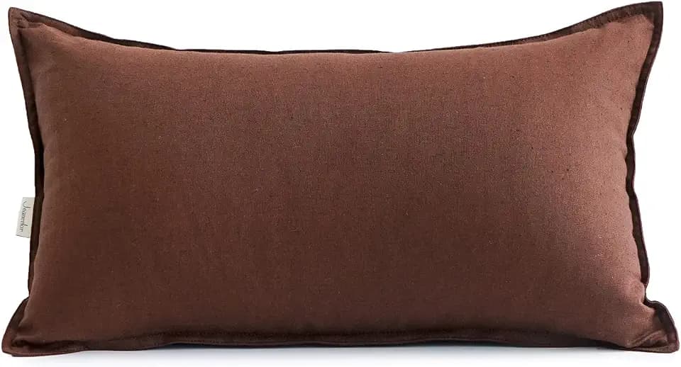 Jeanerlor Cotton Linen Decorative 12"x20" Lumbar Throw Pillow Case Cushion Cover with Twin Needles Stitch on Edge,for Wedding/Party/Gift/Car (30 x 50cm), Reddish Brown