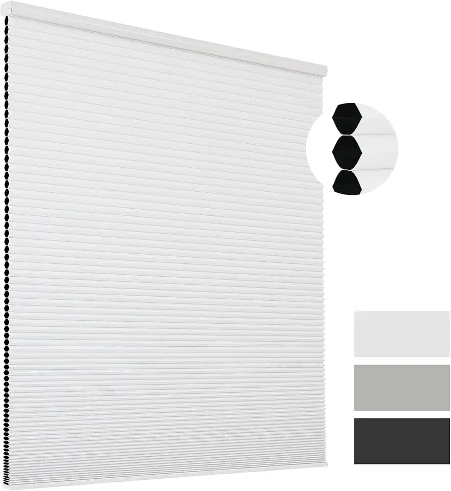 Joydeco Cordless Blackout Cellular Shades, 21" W x 48" H, White