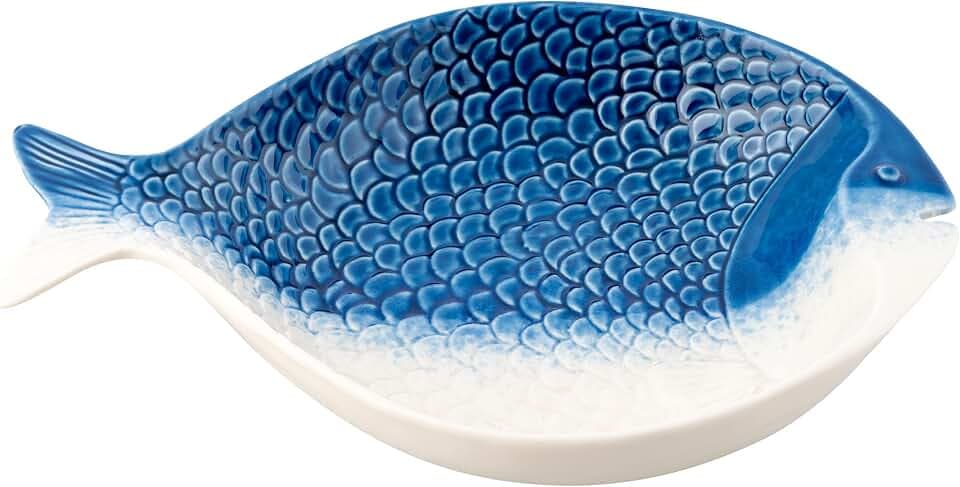 Karma, 11.75-inch Coastal Fish Dish, Dessert Appetizer Small Serving Party Dish, Coastal Dessert Snack Fruit Side Dishes, White