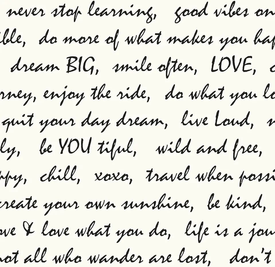 RoomMates Black Dream Big Script Peel and Stick Wallpaper, 20.5 in x 16.5 ft