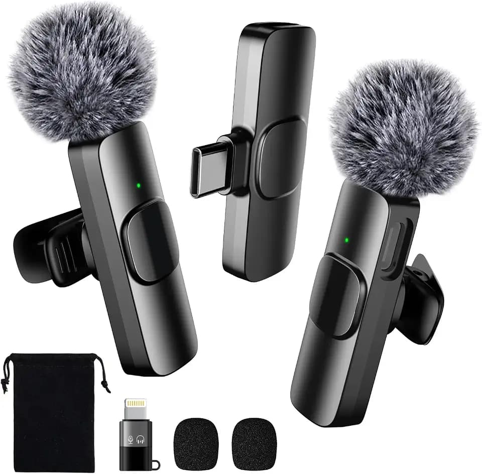 Kabelloses Ansteckmikrofon für iPhone/Android, Mini-Mikrofon für Videoaufnahmen, Live-Streaming, YouTube, TikTok, Vlog und Interviews - Handy-Mikrofon mit Aufbewahrungstasche