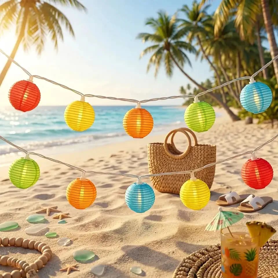 Multicolor Lantern String Lights Outdoor, 8.5FT Plug-in Patio String Lights with 10 Mini Hanging Lanterns, Waterproof Decorative Lights for Garden, Bedroom, Bistro, Christmas Party
