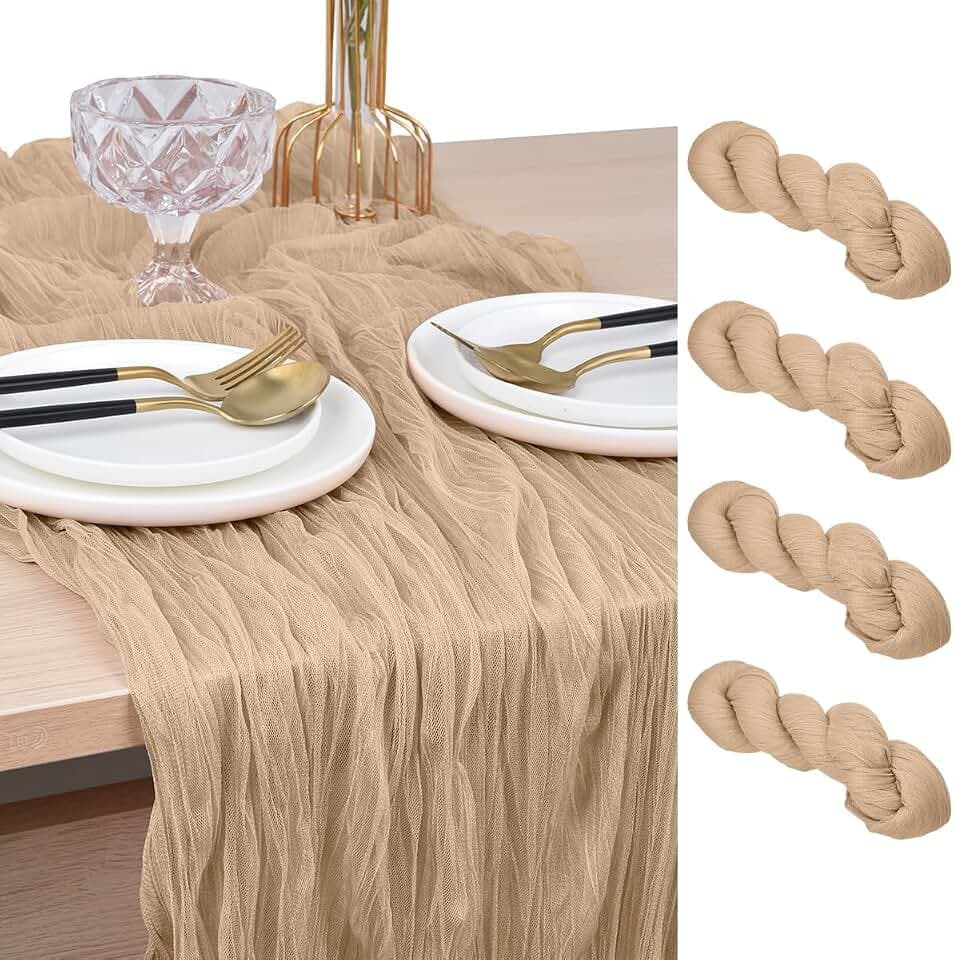Champagne Cheesecloth Table Runner Fall Wedding Birthday Party Decor 4 Pack