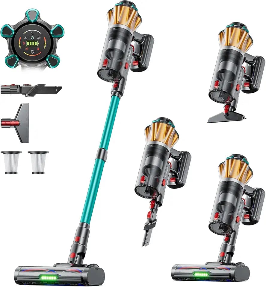 Cordless Vacuum Cleaner, 60Kpa 650W 70 Mins Stick Vacuum Cleaners for Home with Hurricane Mode, Self-Standing, Anti-Tangle Brush, LED Touchscreen, Cordless Vacuum for Pet Hair/Carpet/Car/Floor