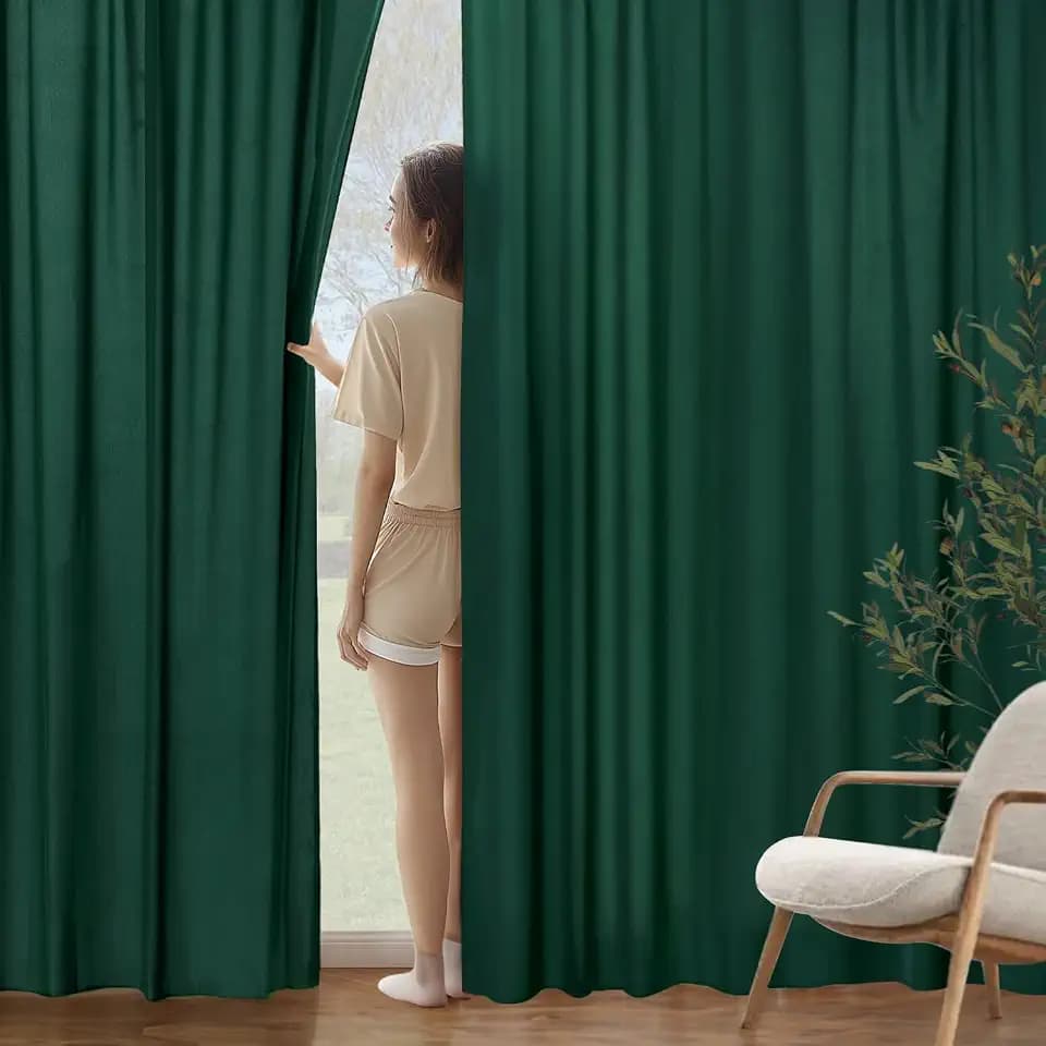 MIULEE Hunter Green Semi Sheer Privacy Curtains Drapes 2 Panels 52W x 84L