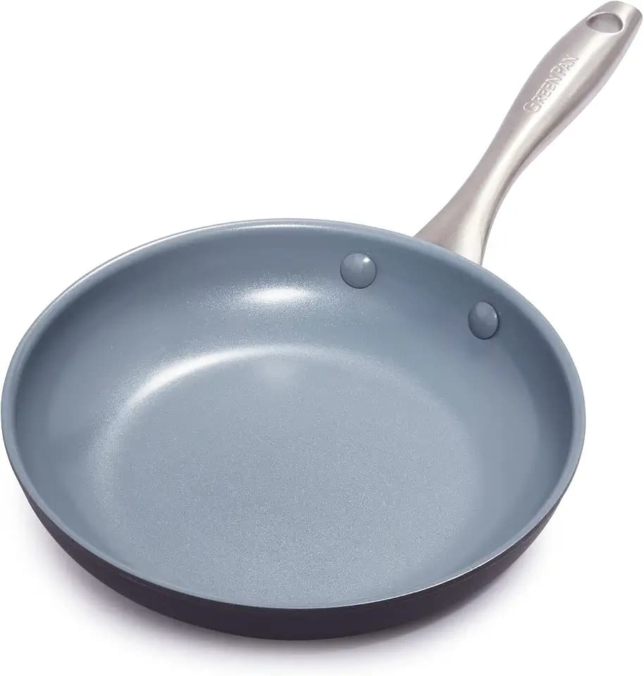 GreenPan Lima Hard Anodized 8" Frying Pan Skillet Nonstick, Ceramic Nonstick, PFAS-Free Nontoxic Pots and Pans, Oven & Broiler Safe, Stainless Steel Handle, Cookware for Eggs & Omelet, Gray