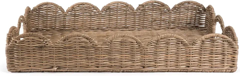 happimess Scalloped Serving Tray Southwestern Cottage 21.5", Brown