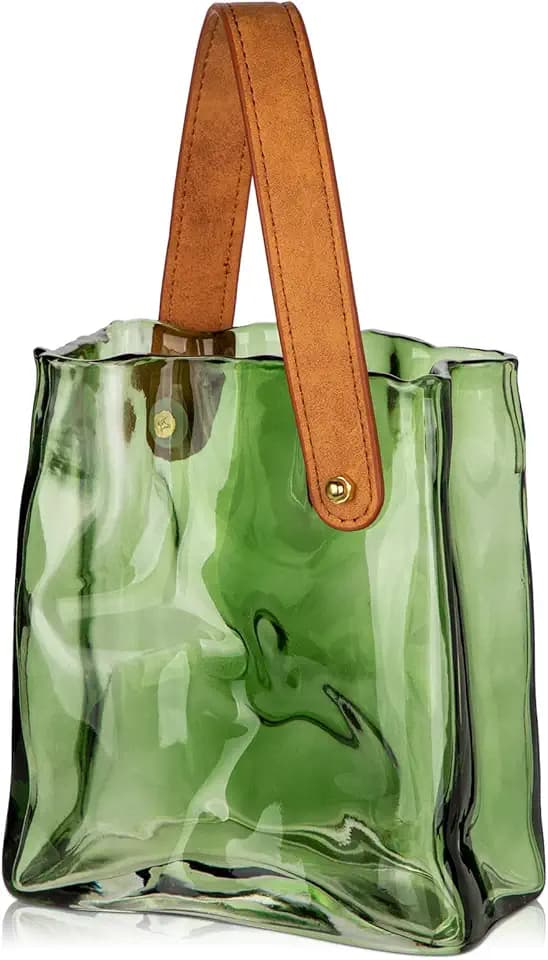 Glass Purse Vase for Flowers Green Vases for Centerpieces