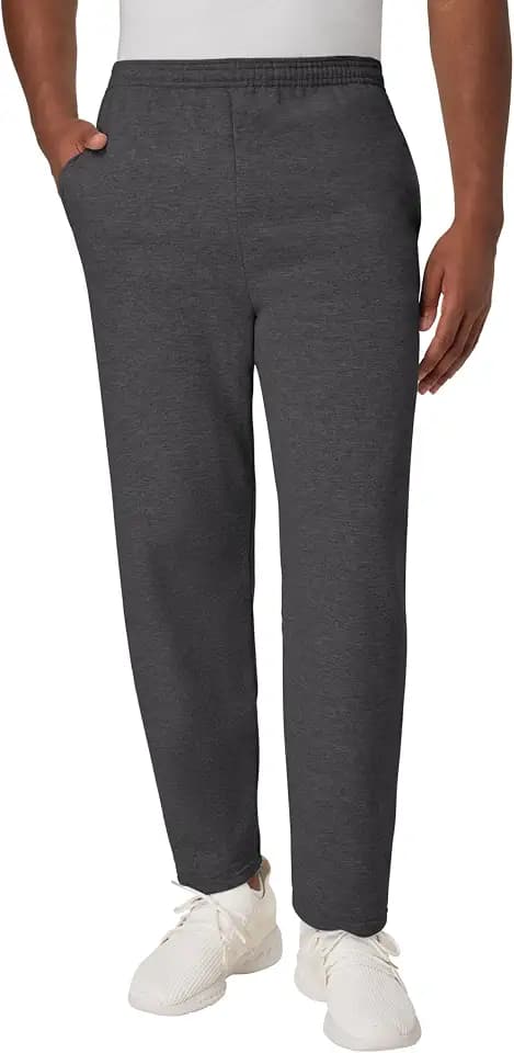 Hanes Men's EcoSmart Sweatpants, Athletic Lounge Pants with Pockets, Open Hem Bottom, Fleece Pants