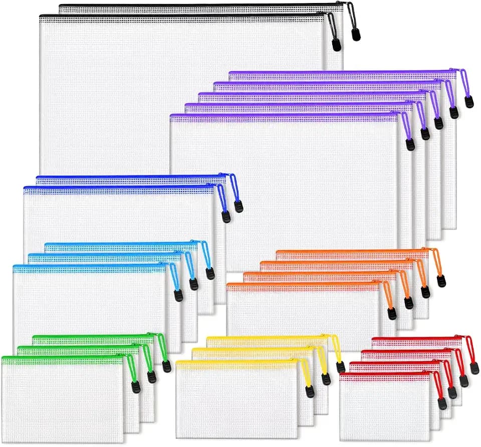 26pcs Mesh Zipper Pouch Bags, 8 Sizes Zippered Storage Bags for Organizing