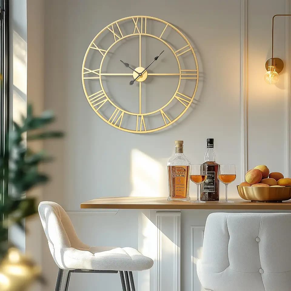 Cuspin Large Gold Wall Clock 30 Inch Decorative Wall Clocks for Living Room