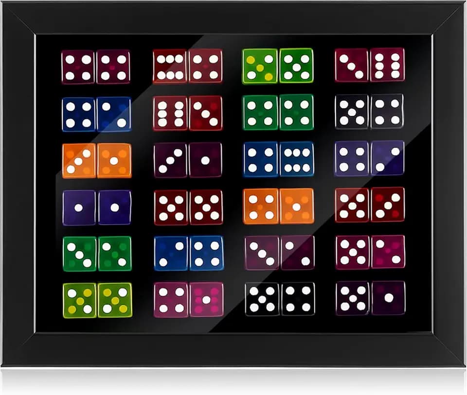 Silipull 3/4" Casino Dice Display Frame Las Vegas Dice Wall Mounted Box