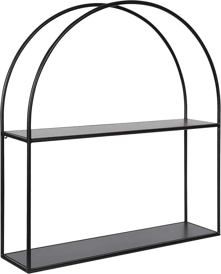 Kate and Laurel Monroe Modern Arch Wall Shelf, 24" x 26", Black, Chic Decorative Geometric Shelf for Wall
