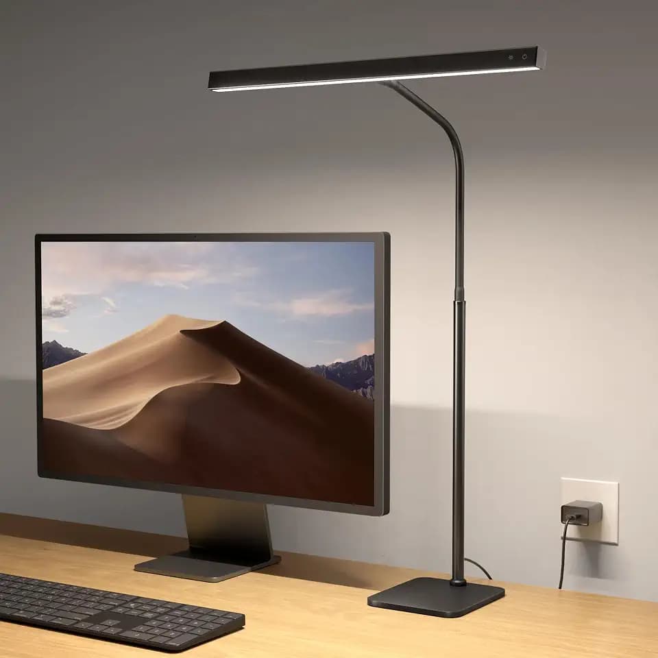 SUPERDANNY LED Desk Lamp for Home Office, Eye-Caring Desk Light with Base