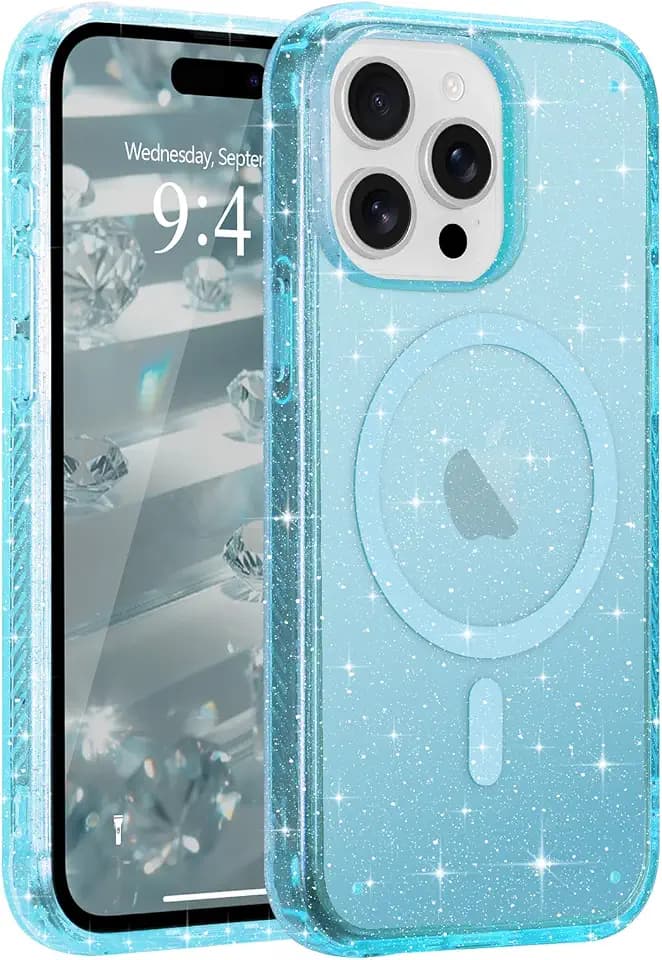 Micoden Glitzer Hülle für iPhone 15 Pro Max Slim Magnetische Transparente