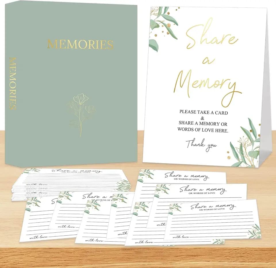 Share a Memory Cards for Celebration of Life, Funeral Memorial Cards Album, Memory Cards Guest Book for Celebration of Life, Anniversary, Graduation, Retirement, Bridal Shower Game