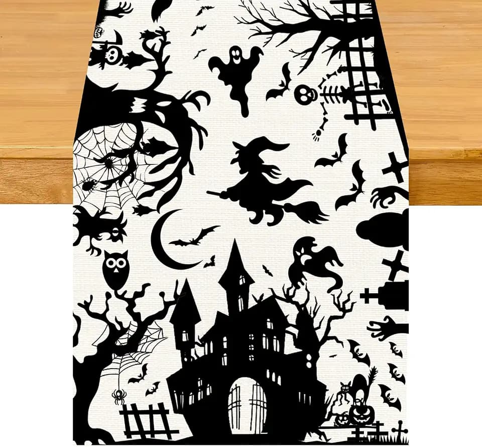 Halloween Bats Table Runner for Home Party Decorations 13x72 Inch