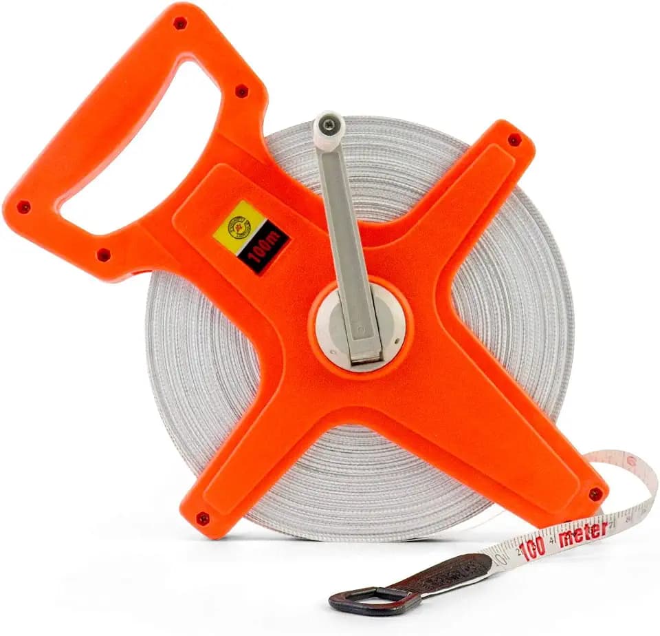 QWORK Tape Measure, 1/2" x 330' Open Reel Dual Sided Fiberglass Tape Measure for Engineer, Yard and Field, Measuring Tape