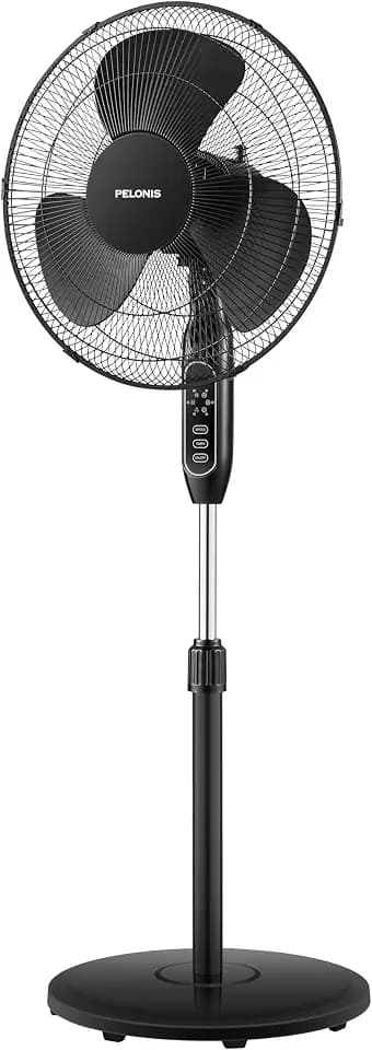 PELONIS 16" Adjustable Oscillating Pedestal Fan with Remote for Bedroom