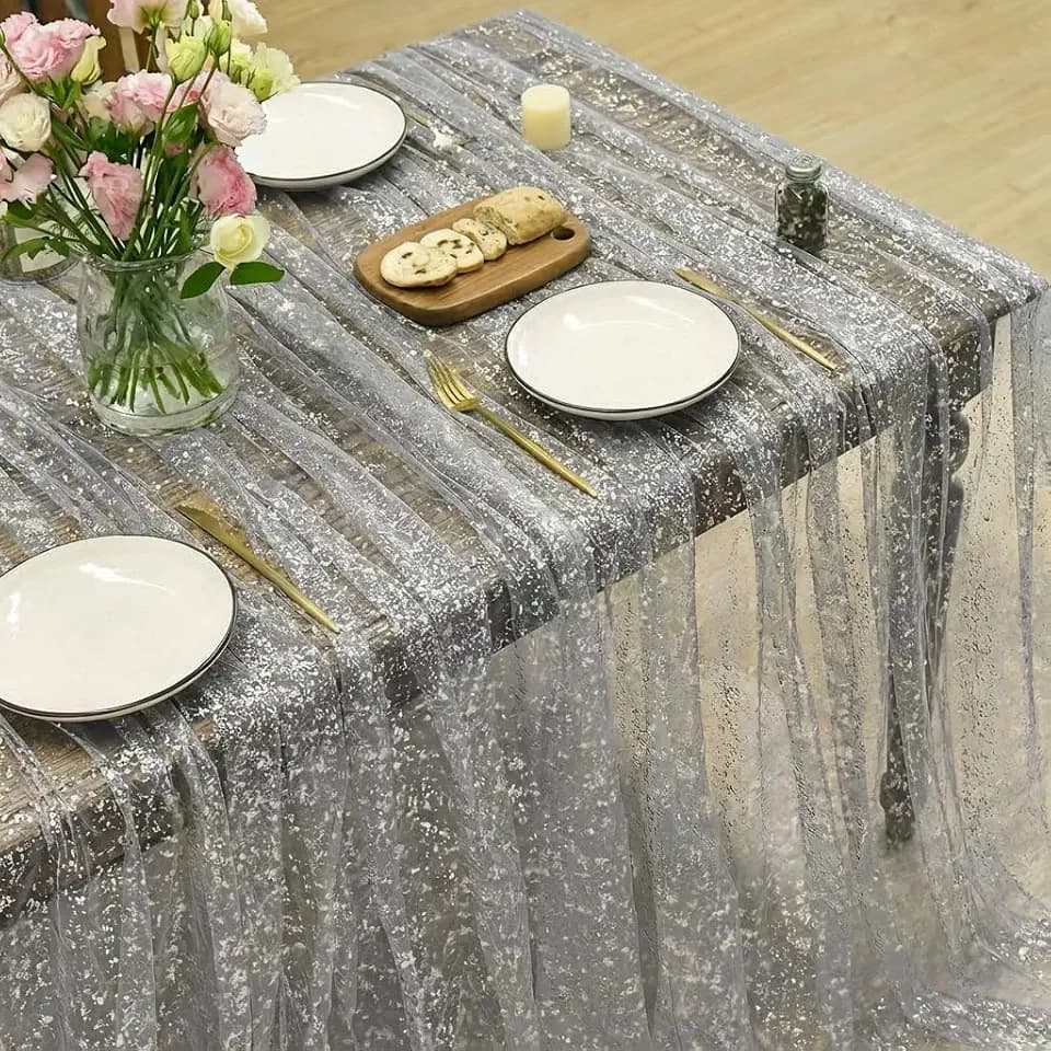 Horaldaily Grey Sliver Tablecloth 60x140 Inch Rectangular