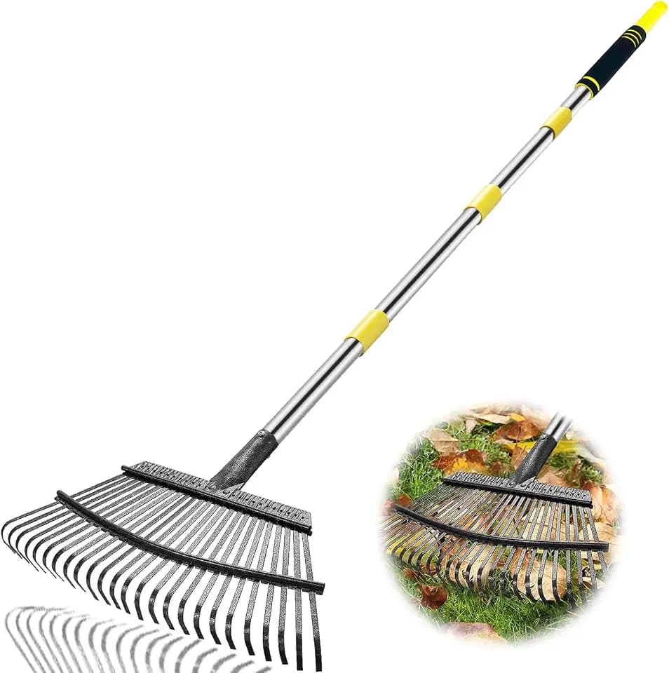 Heavy Duty Garden Rake 6FT Long Leaf Rake for Lawn