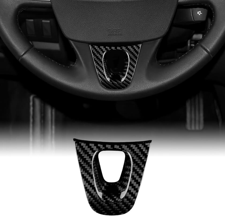 KUNGKIC Real Carbon Fiber Auto Lenkrad Frame Lenkradtasten Lenkradkinn Aufkleber Für Renault Fluence Megane 3 RS Scenic 2009-2012 2013 2014 2015 Innenbereich Decoration Zubehör,Geschenk (Schwarz)