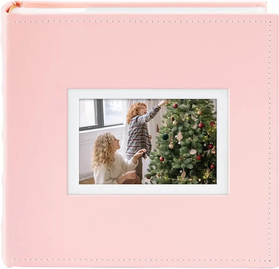 Photo Album Hold 200 4x6 Photos with Front Window for DIY (Pink)