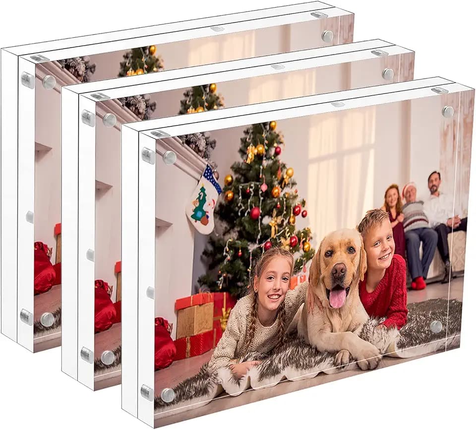 NIUBEE 8x10 Acrylic Picture Frames 3 Pack, Clear Tabletop Double Sided Magnetic Photo Frames